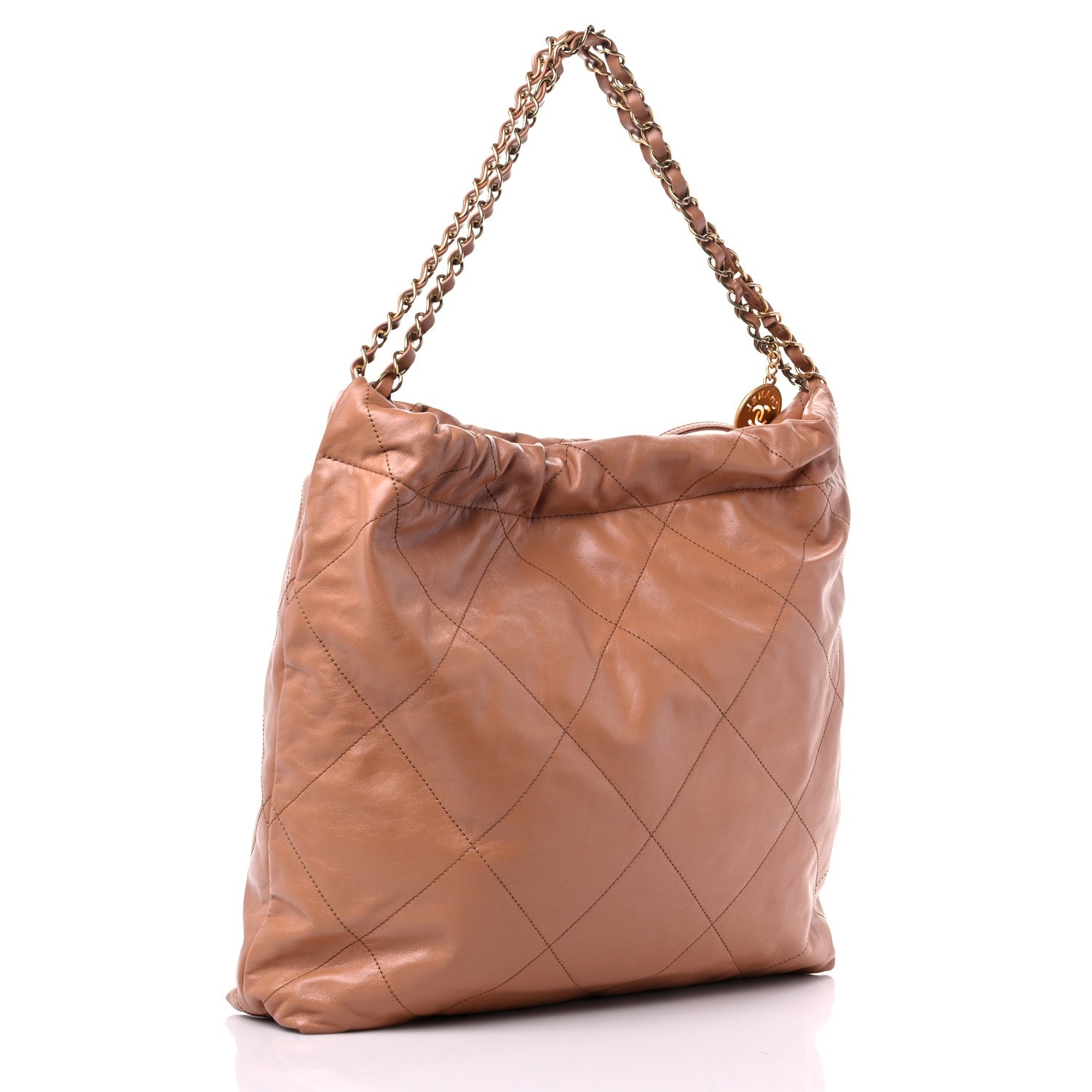 Chanel Shiny Calfskin Quilted Chanel 22 Camel 4 of 10