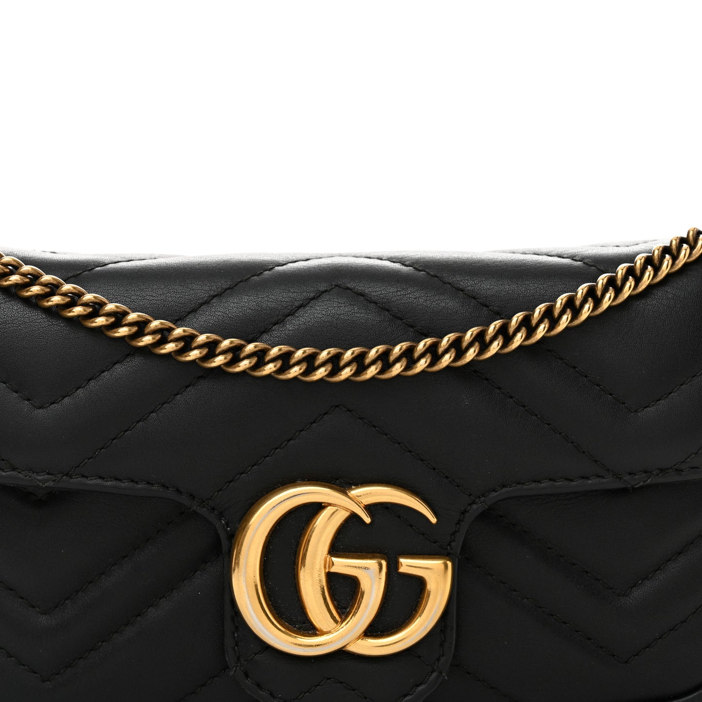 Calfskin Matelasse Super Mini GG Marmont Shoulder Bag Black
