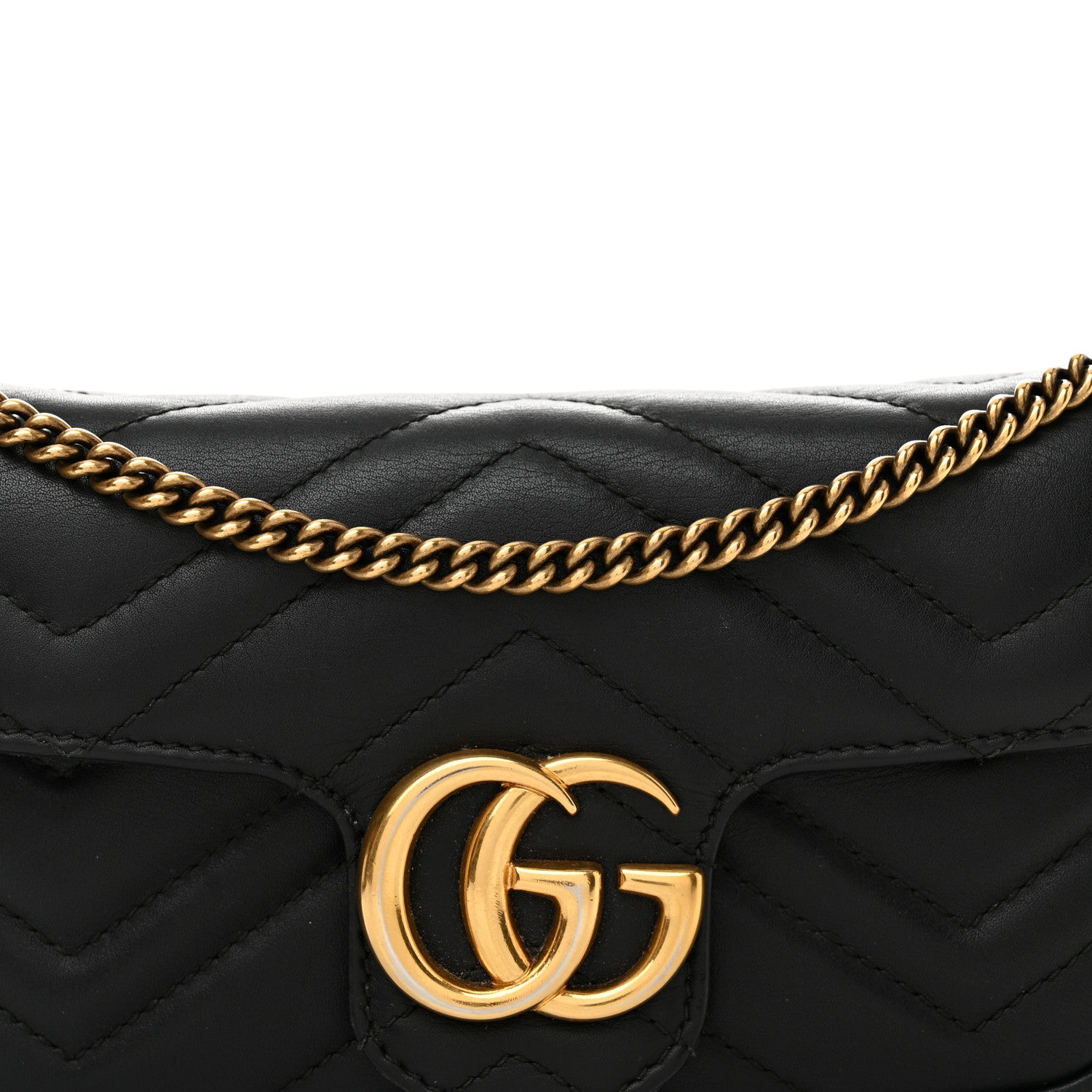 Gucci Calfskin Matelasse Super Mini GG Marmont Shoulder Bag Black 8 of 14