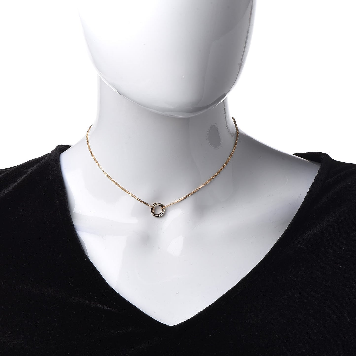18K Pink Yellow White Gold Trinity Double Chain Pendant Necklace