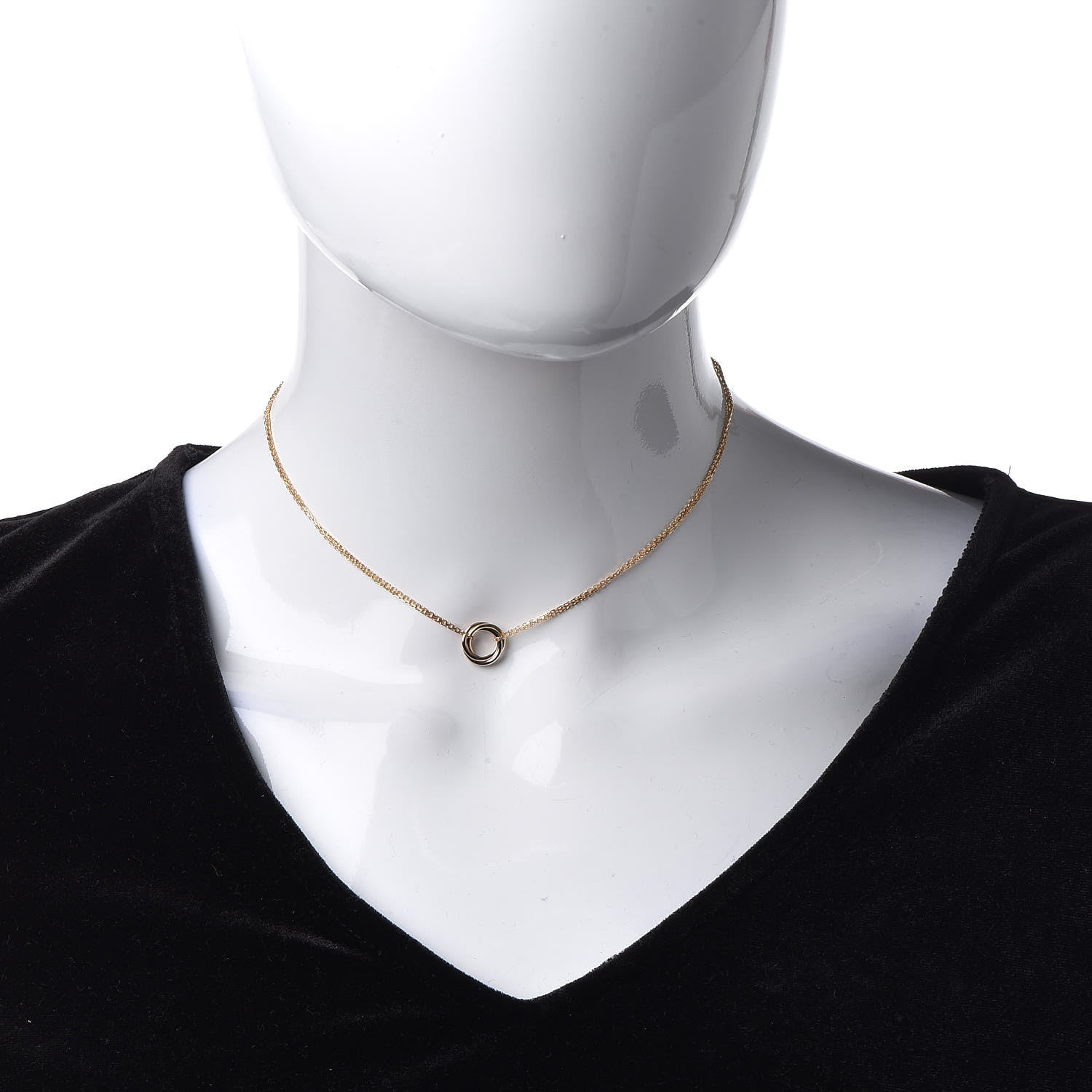 Cartier 18K Pink Yellow White Gold Trinity Double Chain Pendant Necklace 2 of 6