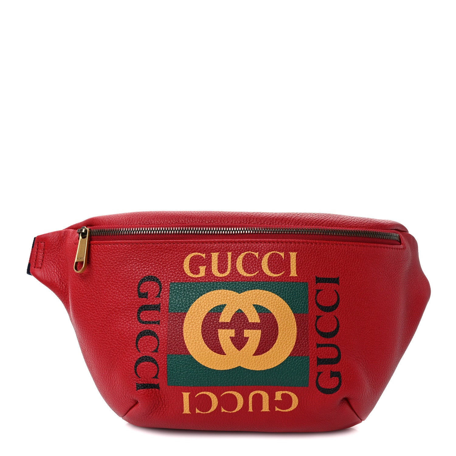 Gucci Grained Calfskin Logo Belt Bag Hibiscus Red 1 of 9