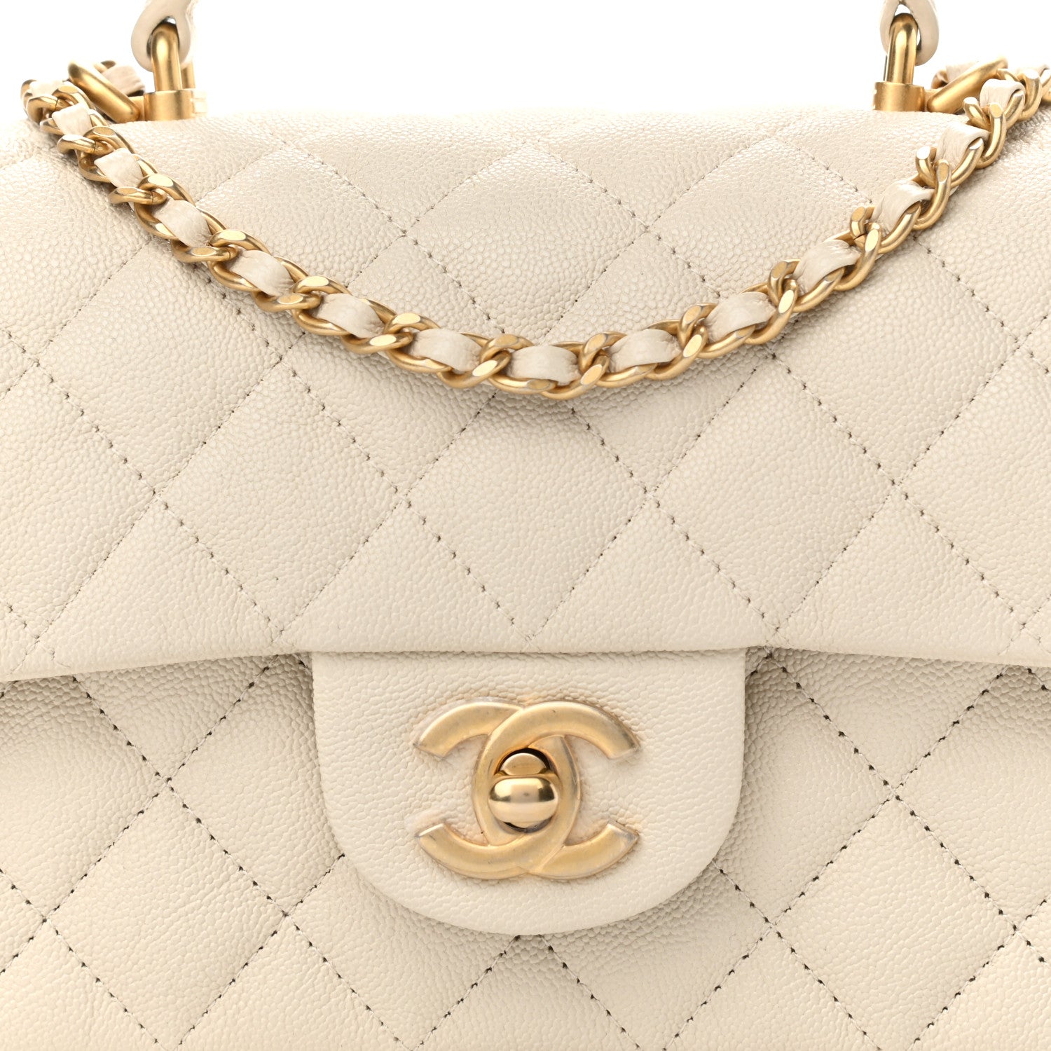 Chanel Caviar Quilted Mini Top Handle Rectangular Flap Beige 8 of 11
