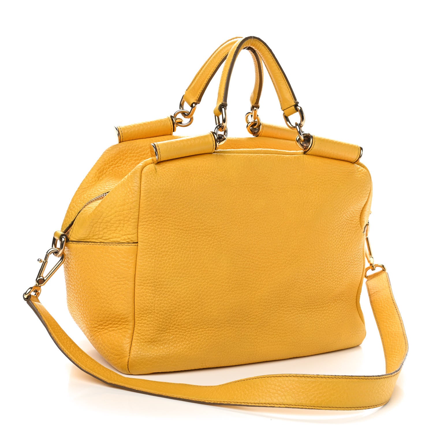 Dolce & Gabbana Calfskin Large Miss Sicily Satchel Yellow 3 of 16
