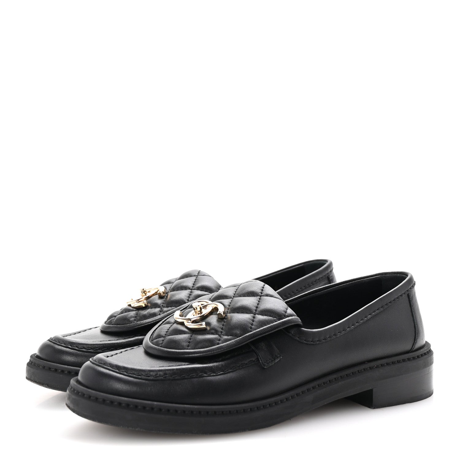 Chanel Lambskin Quilted CC Turnlock Loafers 35.5 Black 4 of 9