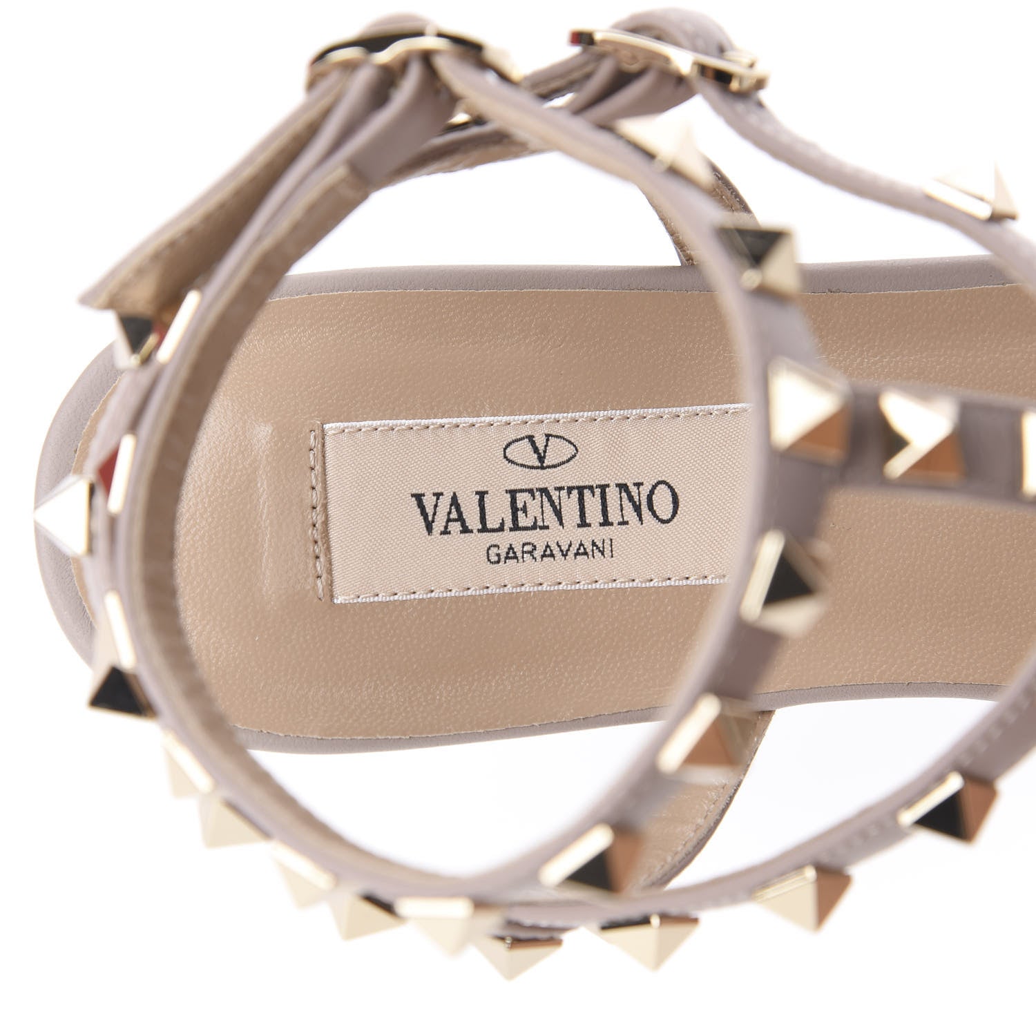 Valentino Garavani Nappa Rockstud Gladiator Flat Sandals 36.5 Poudre 8 of 10