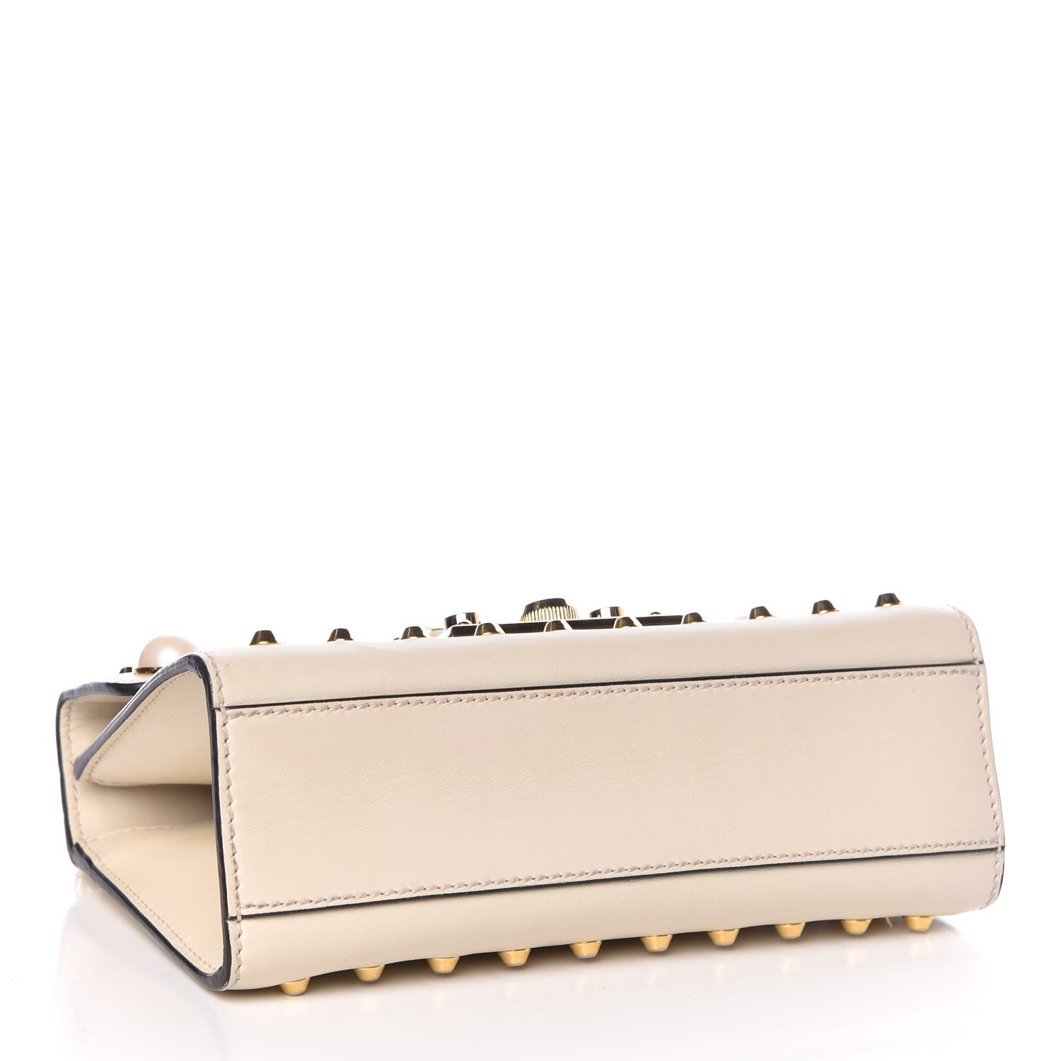 Gucci Calfskin Studded Small Padlock Shoulder Bag White 4 of 10