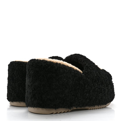 Gucci Shearling Womens Elea Platform Slide Sandals 37.5 Black Butterscotch 4 of 8