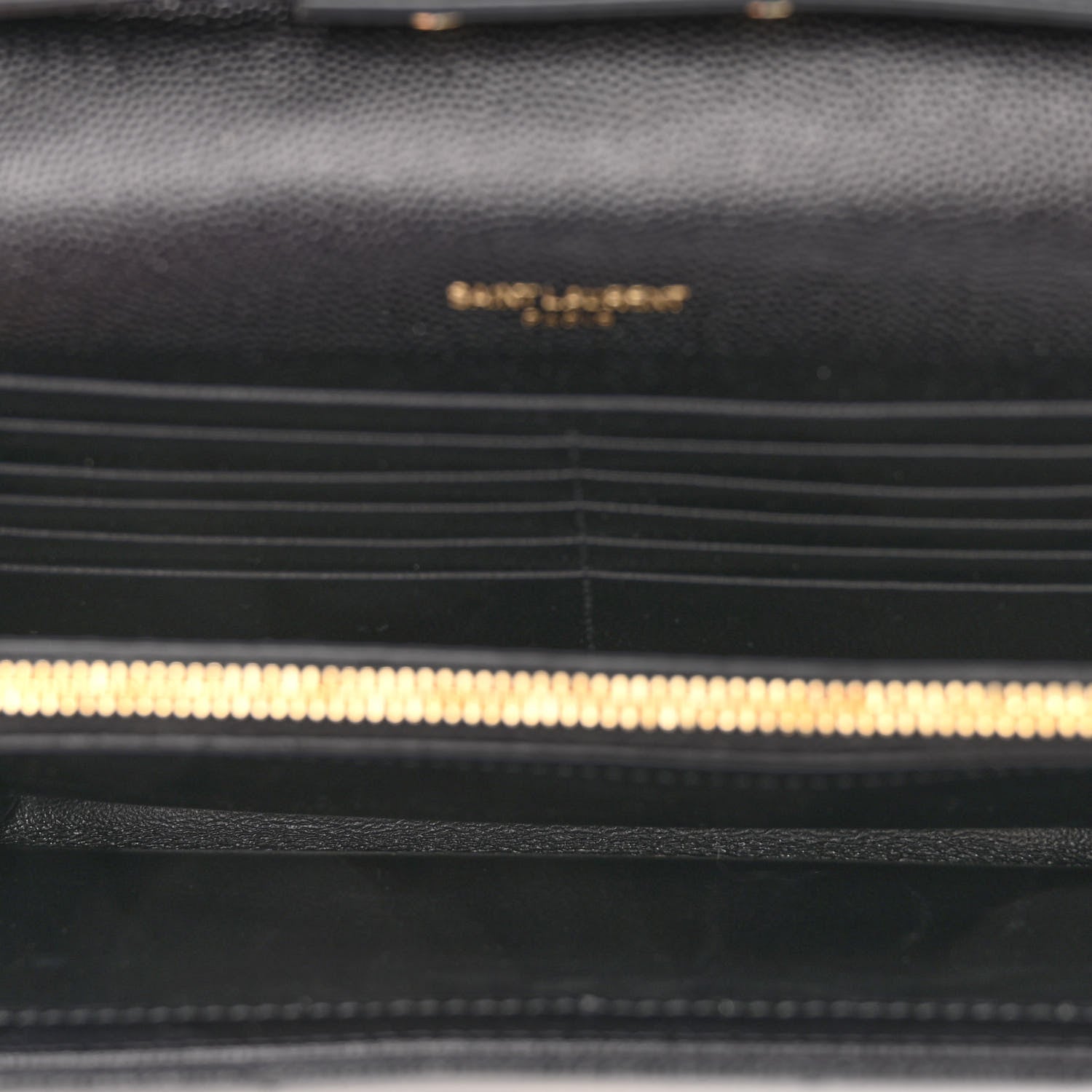 Saint Laurent Grain De Poudre Matelasse Chevron Monogram Chain Wallet Black 5 of 9
