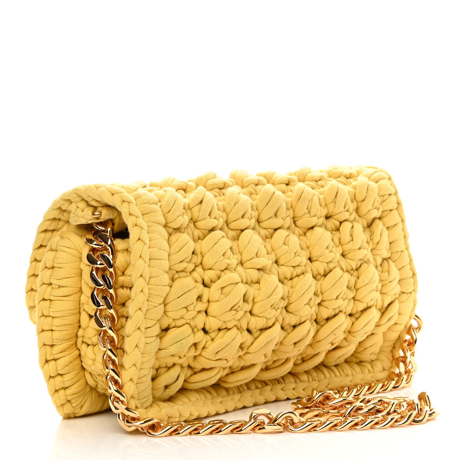 Bottega Veneta Jersey Crochet Shoulder Bag Buttercup Gold 3 of 9