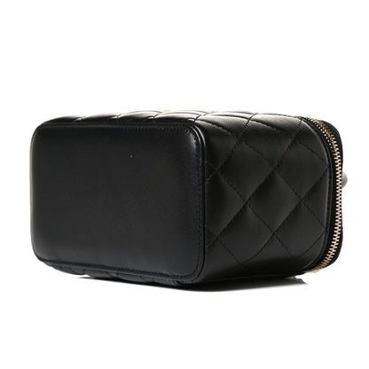 Chanel Lambskin Quilted Small Top Handle Vanity Case With Chain Black 10 of 14