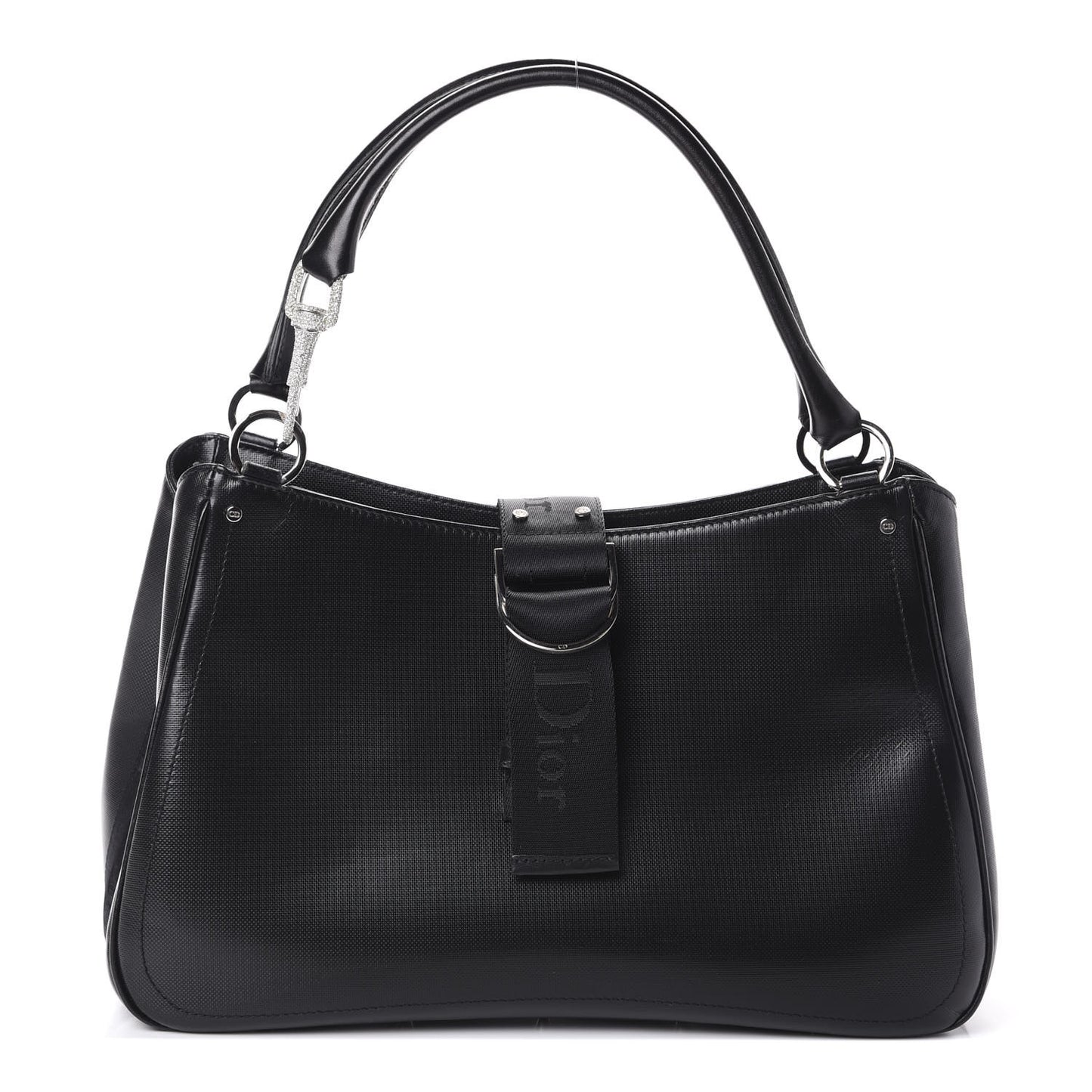 Coated Canvas Crystal Hardcore Shoulder Bag Black
