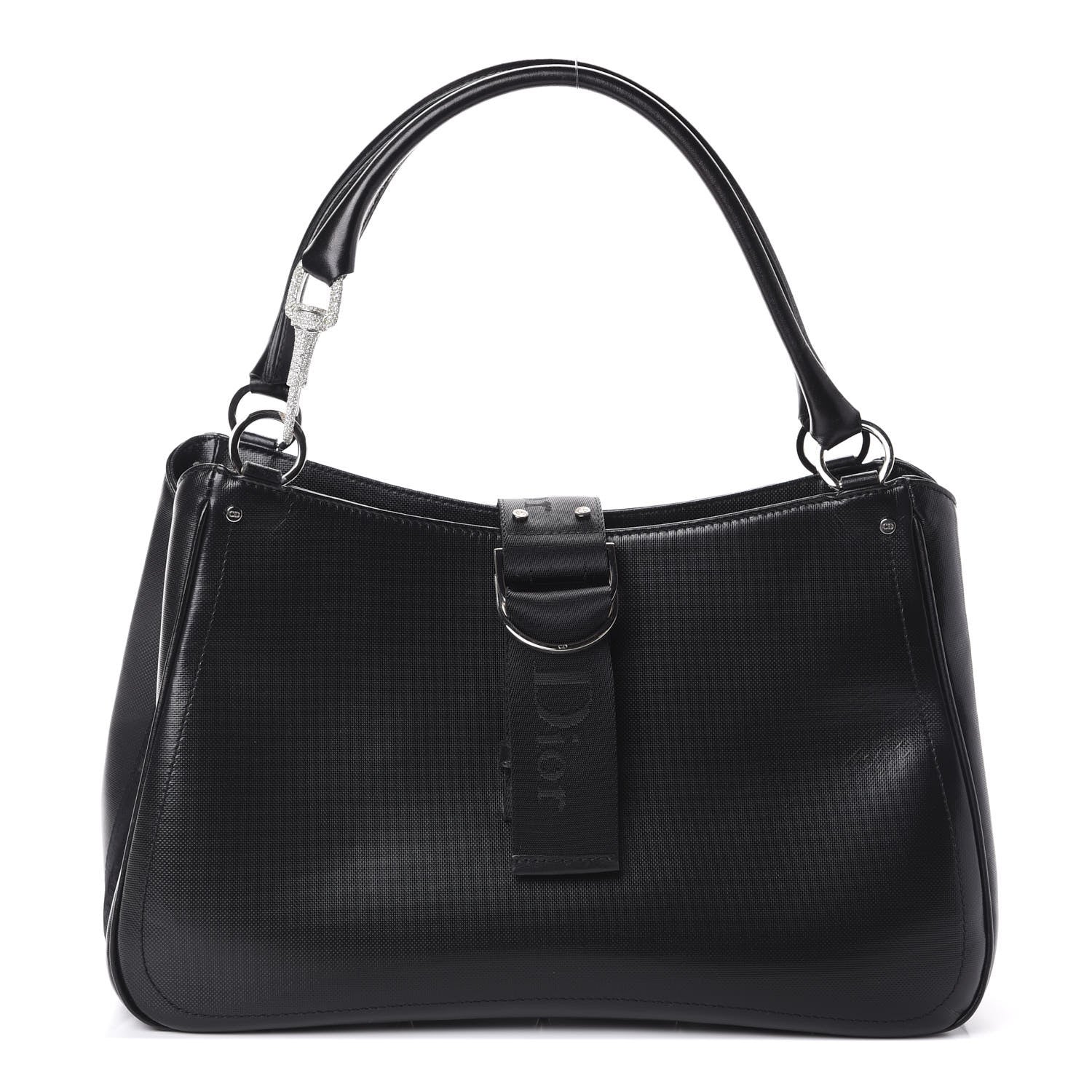 Christian Dior Coated Canvas Crystal Hardcore Shoulder Bag Black 1 of 9