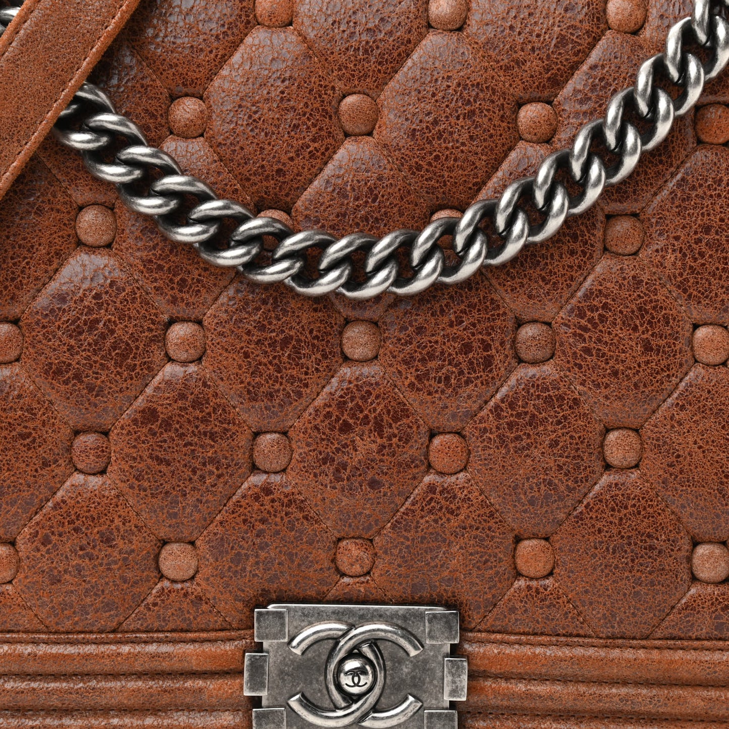 Nubuck Chesterfield Quilted Large Celtic Boy Flap Brown