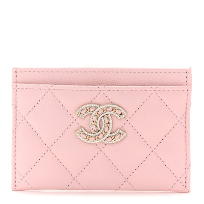 Chanel Caviar Quilted Crystal Card Holder Pink 1 of 9