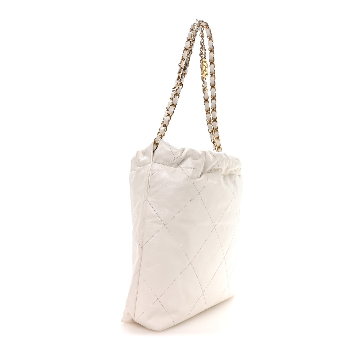 Shiny Calfskin Quilted Small Chanel 22 White