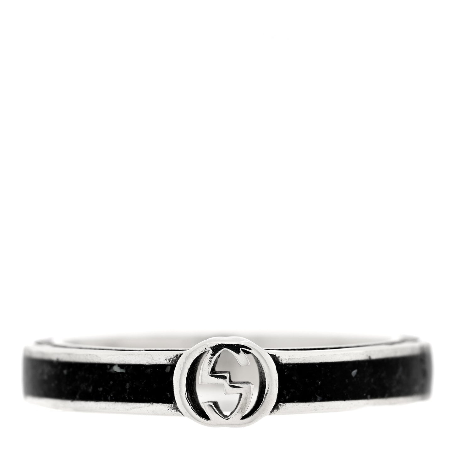 Sterling Silver Enamel Interlocking G Band Ring 58 8.25