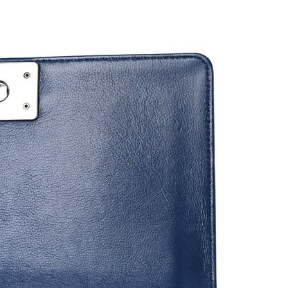 Chanel Calfskin Double Stitch Medium Boy Flap Navy Blue 12 of 16