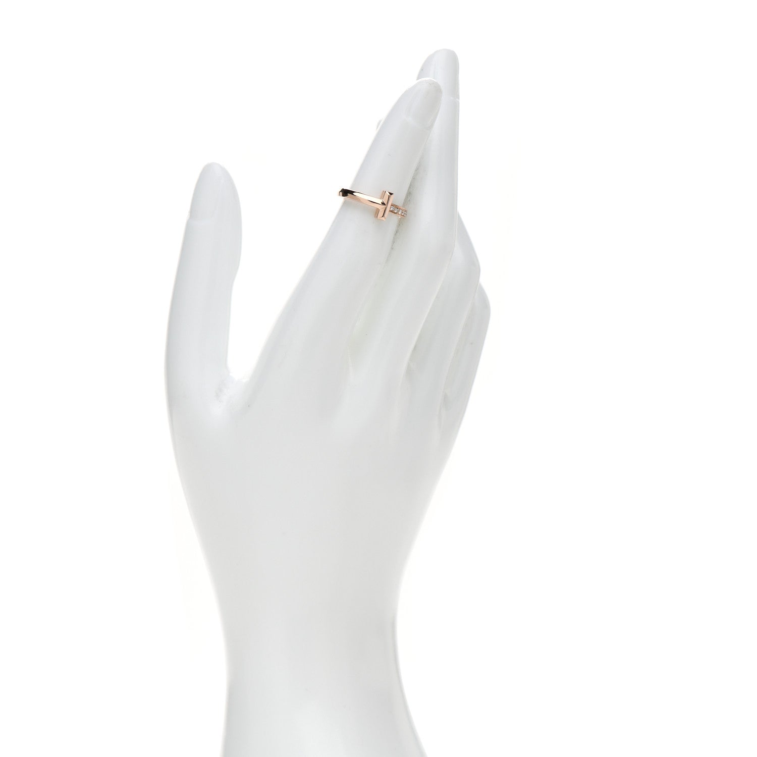 Tiffany 18K Rose Gold Diamond T T1 Ring 46 3.75 2 of 5