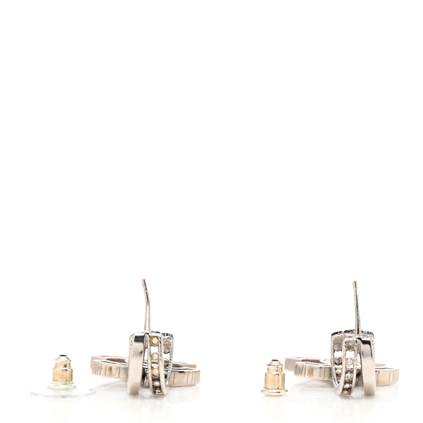 Crystal CC Hoop Drop Earrings Gold Silver