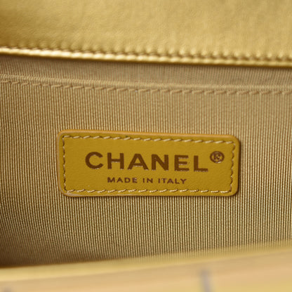 Chanel Metallic Calfskin Crocodile Embossed Graffiti Medium Cocodile Boy Flap Gold 6 of 13