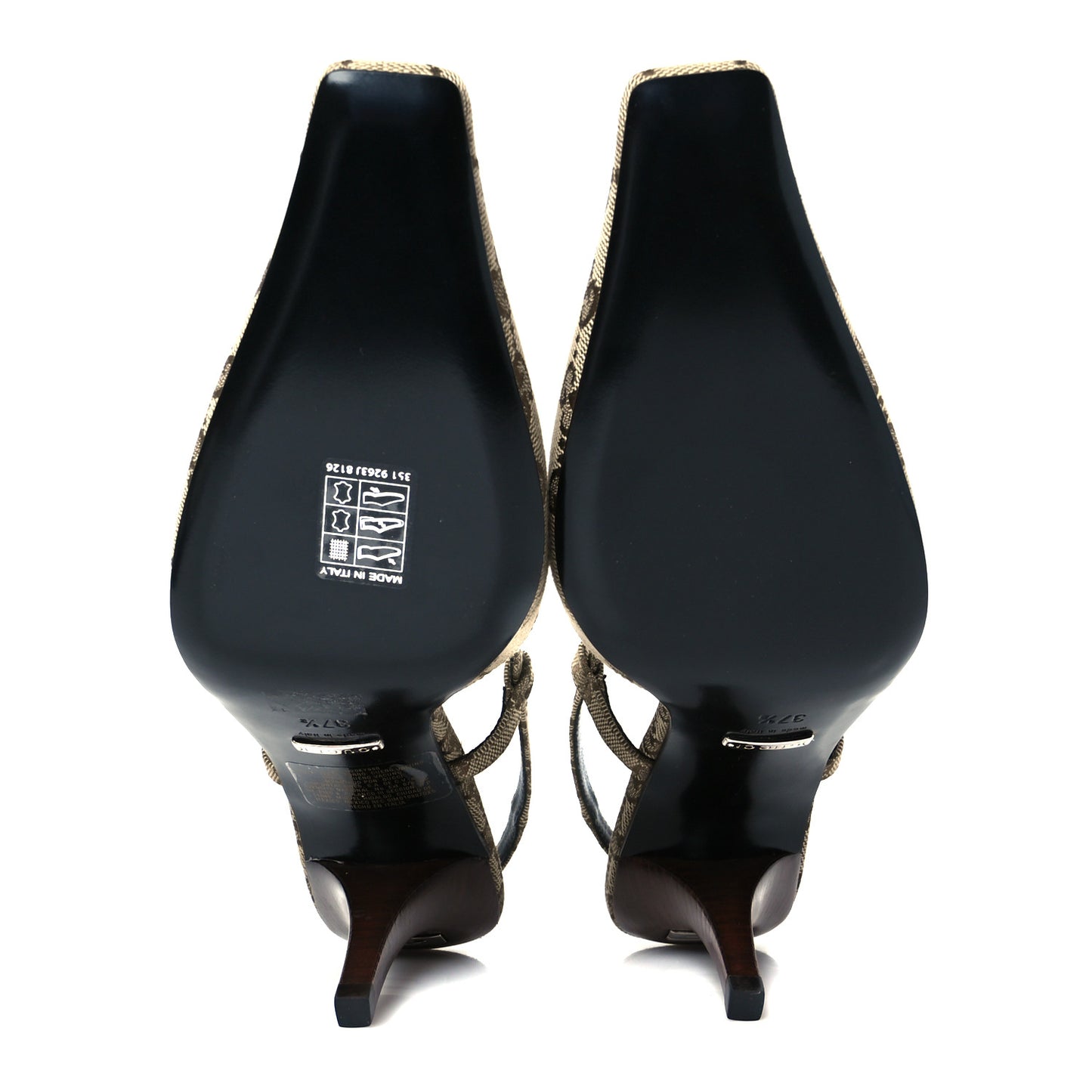 Monogram Malga Kid Square G 75mm Slingback Pumps 37.5 Beige Ebony New Acero