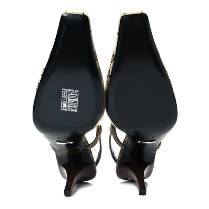 Gucci Monogram Malga Kid Square G 75mm Slingback Pumps 37.5 Beige Ebony New Acero 6 of 9