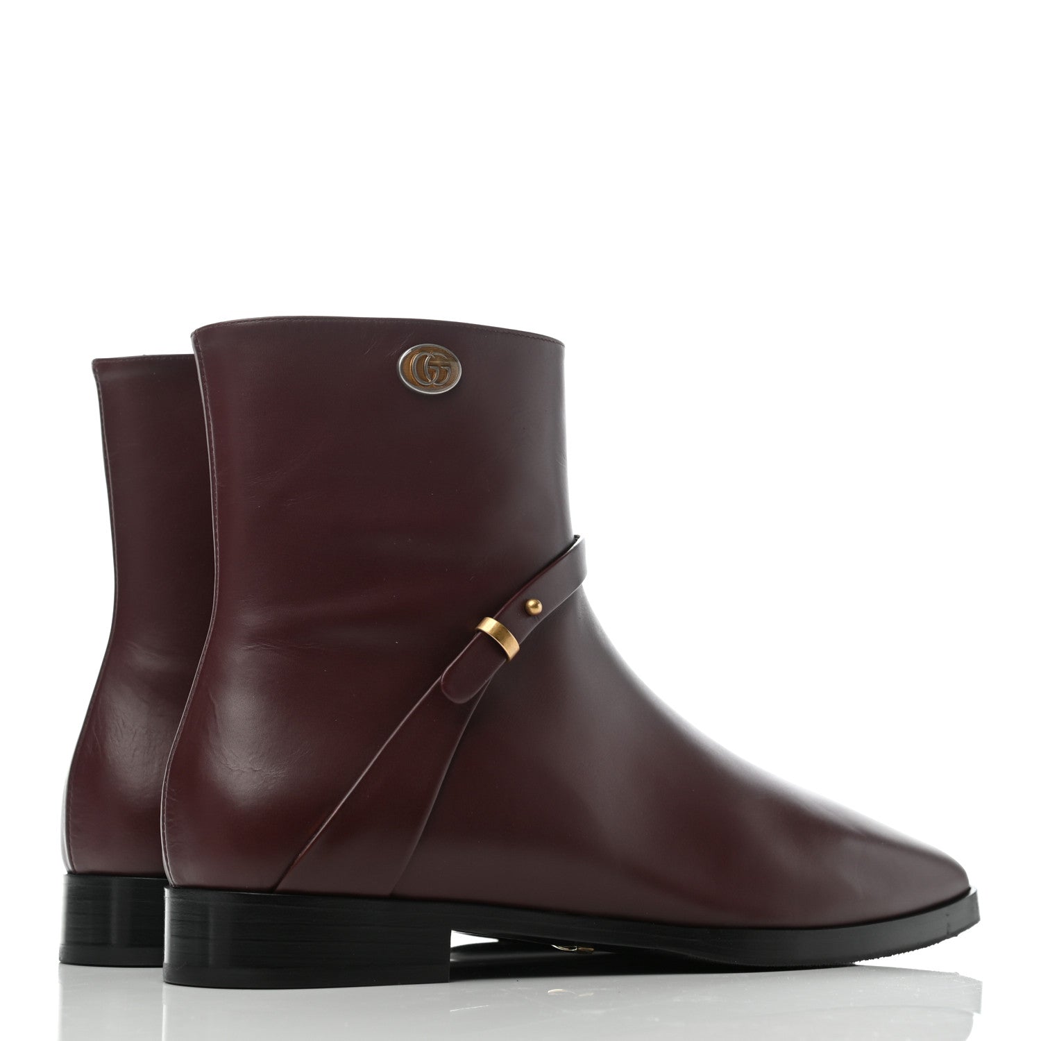 Gucci Calfskin Womens GG Ankle Boots 40 Vintage Bordeaux 4 of 8