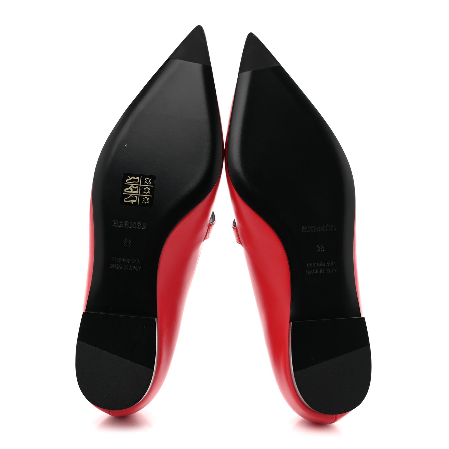 Lizard Calfskin Brillante Kelly Ballet Flat  38 Rouge Vif