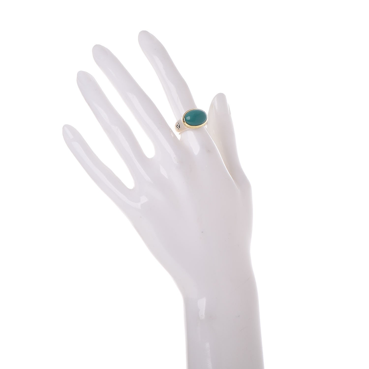 David Yurman Sterling Silver 18K Yellow Gold Turquoise Oval Ring 52 6 2 of 5