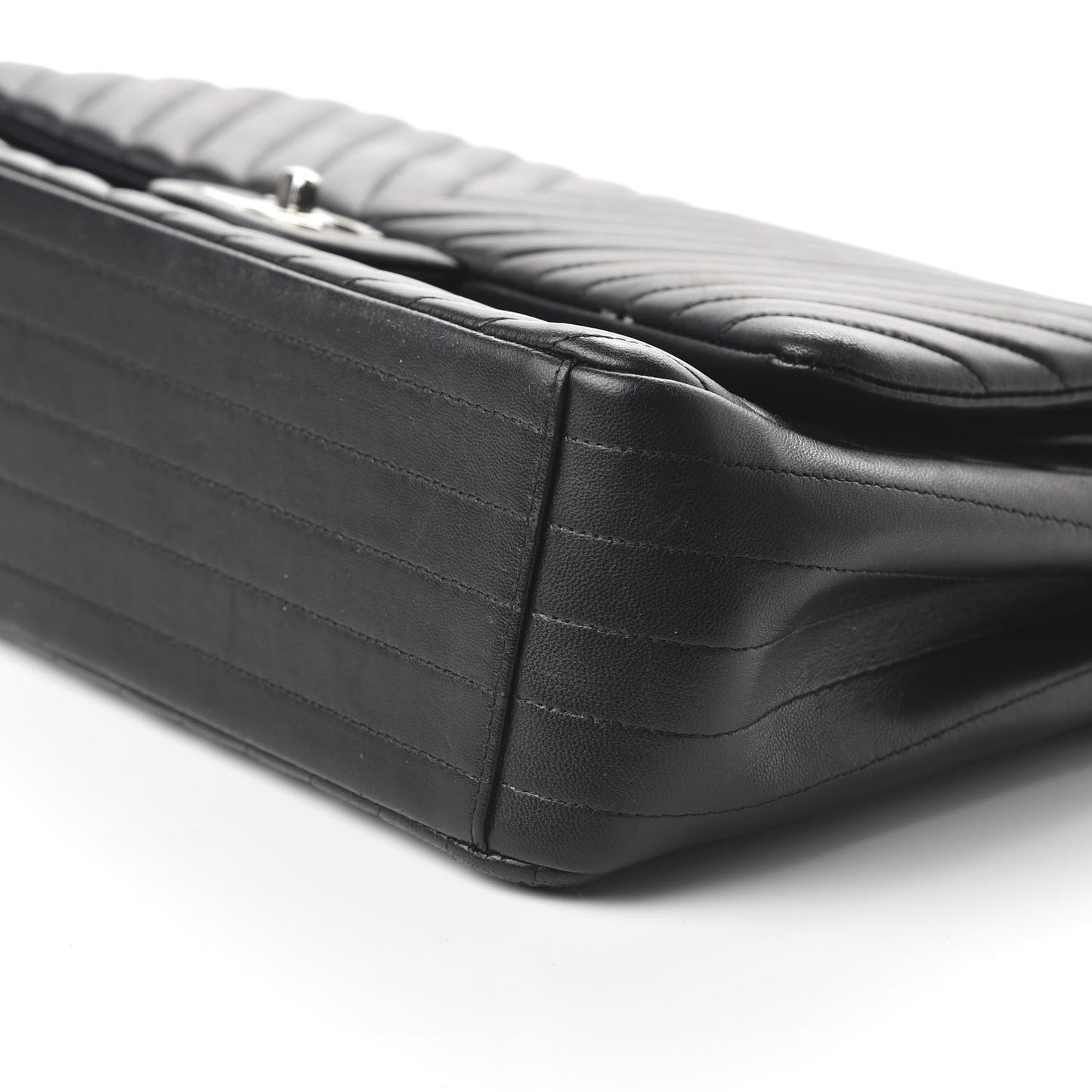 Lambskin Chevron Quilted Maxi Double Flap Black