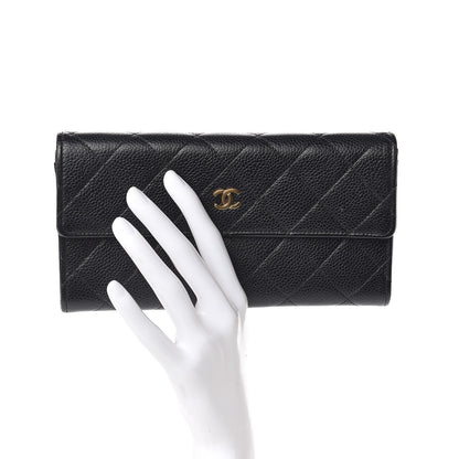 Chanel Caviar Quilted Large Gusset Flap Wallet Black 2 of 8