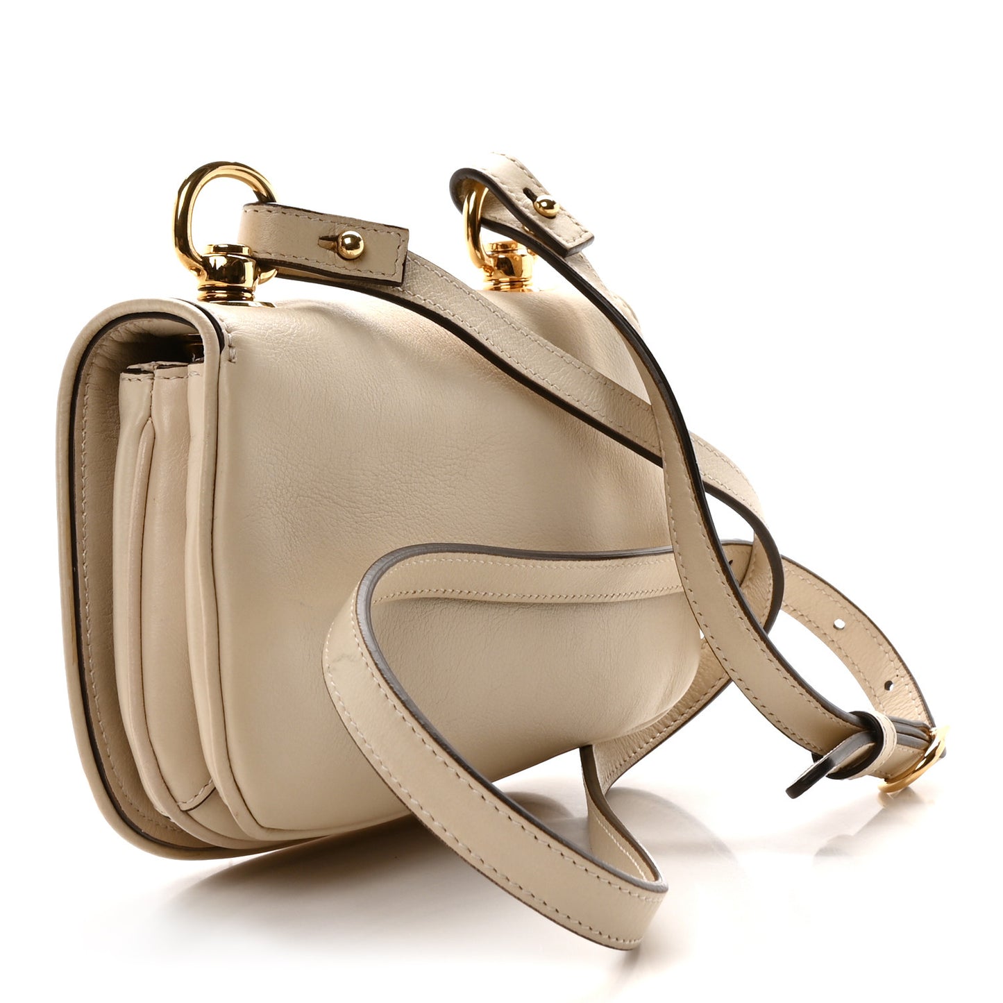 Roxy Calfskin Web Mini Blondie Shoulder Bag White