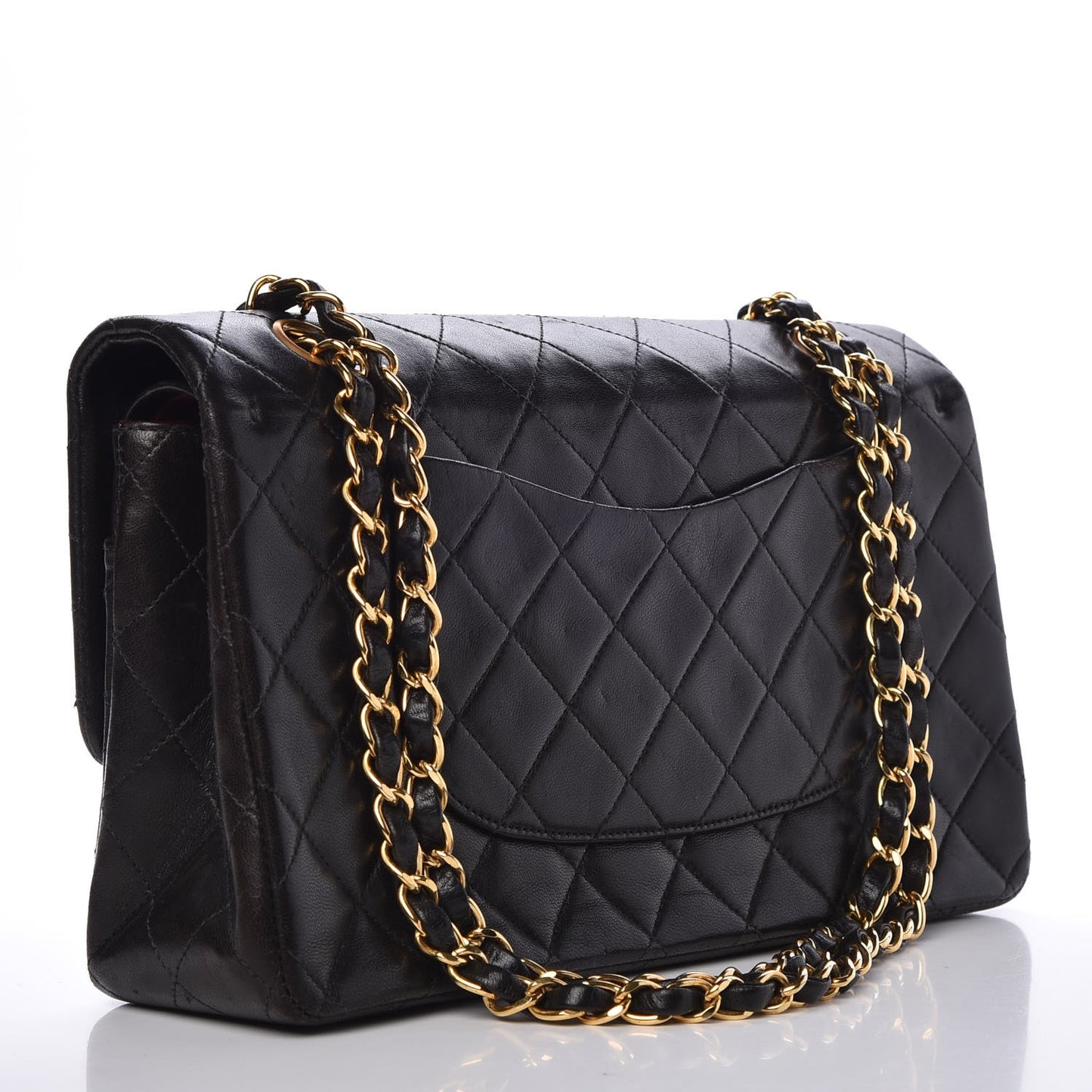 Lambskin Quilted Medium Double Flap Black