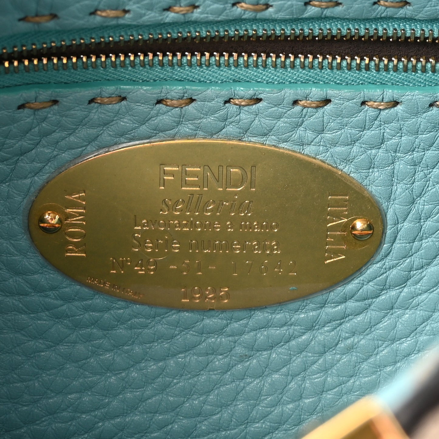 Cuoio Romano Selleria Bi-Color Mini Peekaboo Iconic Satchel Beige Blue
