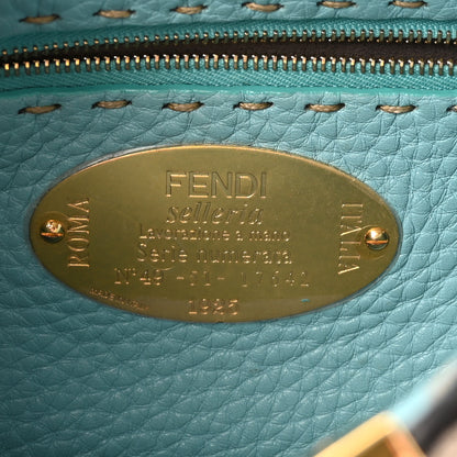 Fendi Cuoio Romano Selleria Bi-Color Mini Peekaboo Iconic Satchel Beige Blue 6 of 9