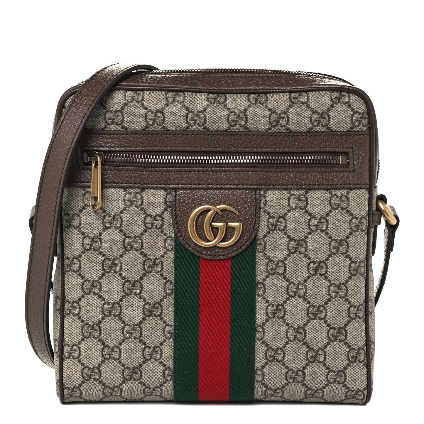 GG Supreme Monogram Web Small Ophidia Messenger Bag Brown