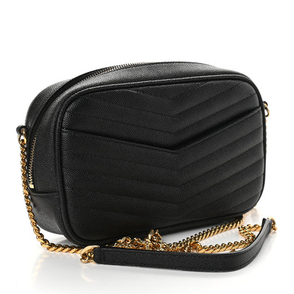 Saint Laurent Grain De Poudre Matelasse Monogram Mini Lou Camera Bag Black 3 of 9
