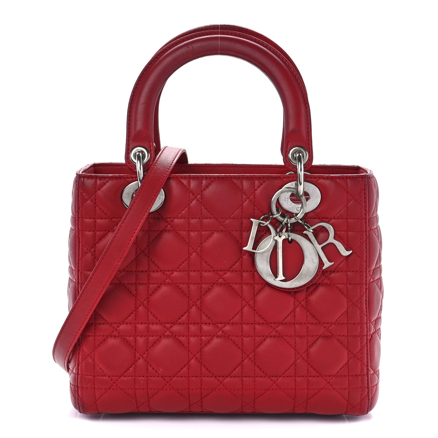 Lambskin Cannage Medium Lady Dior Red