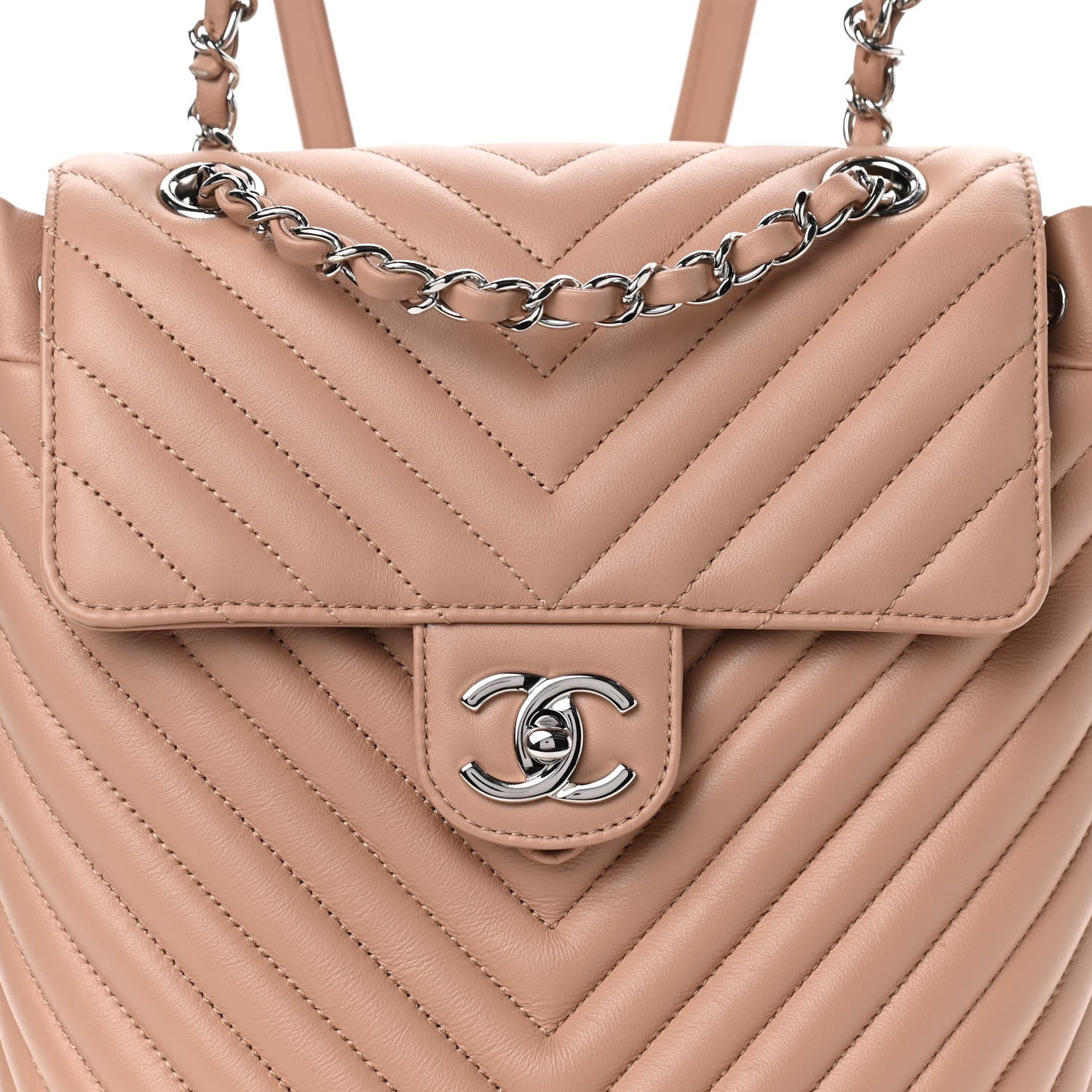 Chanel Calfskin Chevron Quilted Small Urban Spirit Backpack Beige 10 of 10
