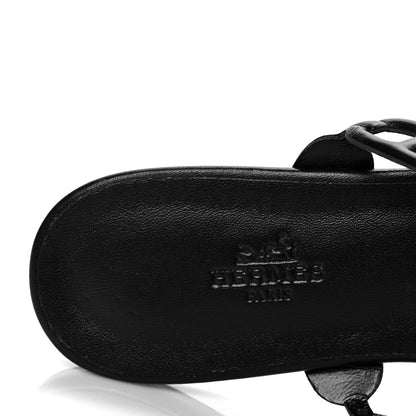 Hermes Metallic Nappa Suede Chaine d'Ancre Sandals 38 Black Champagne 7 of 8