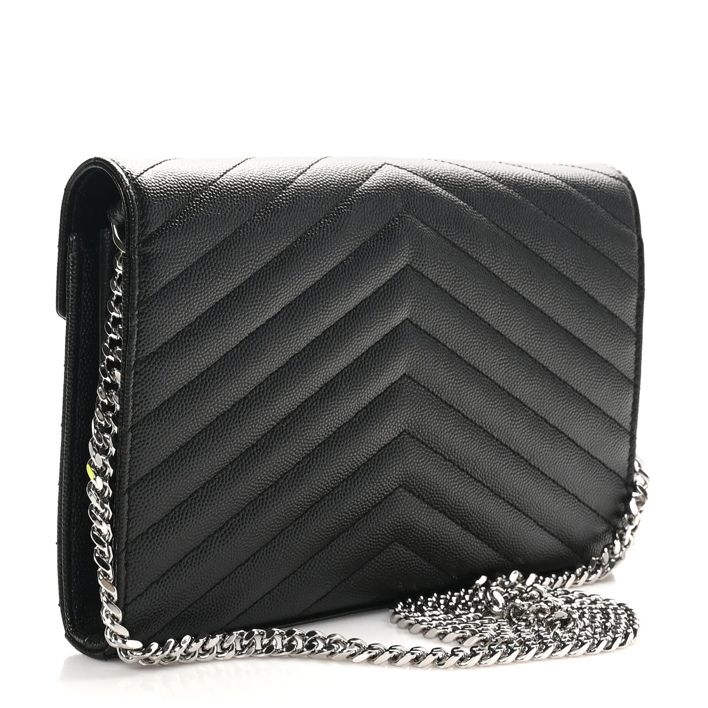 Grain De Poudre Matelasse Chevron Monogram Chain Wallet Black