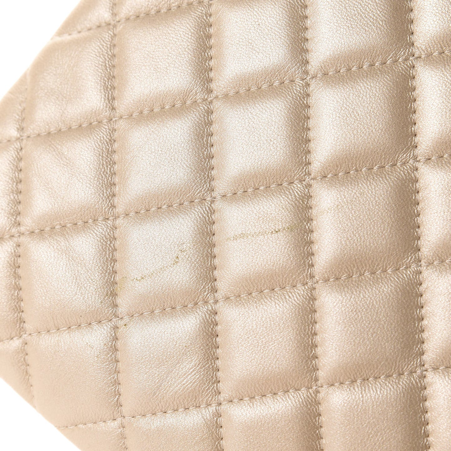 Iridescent Lambskin Quilted Medium Cosmetic Case Beige