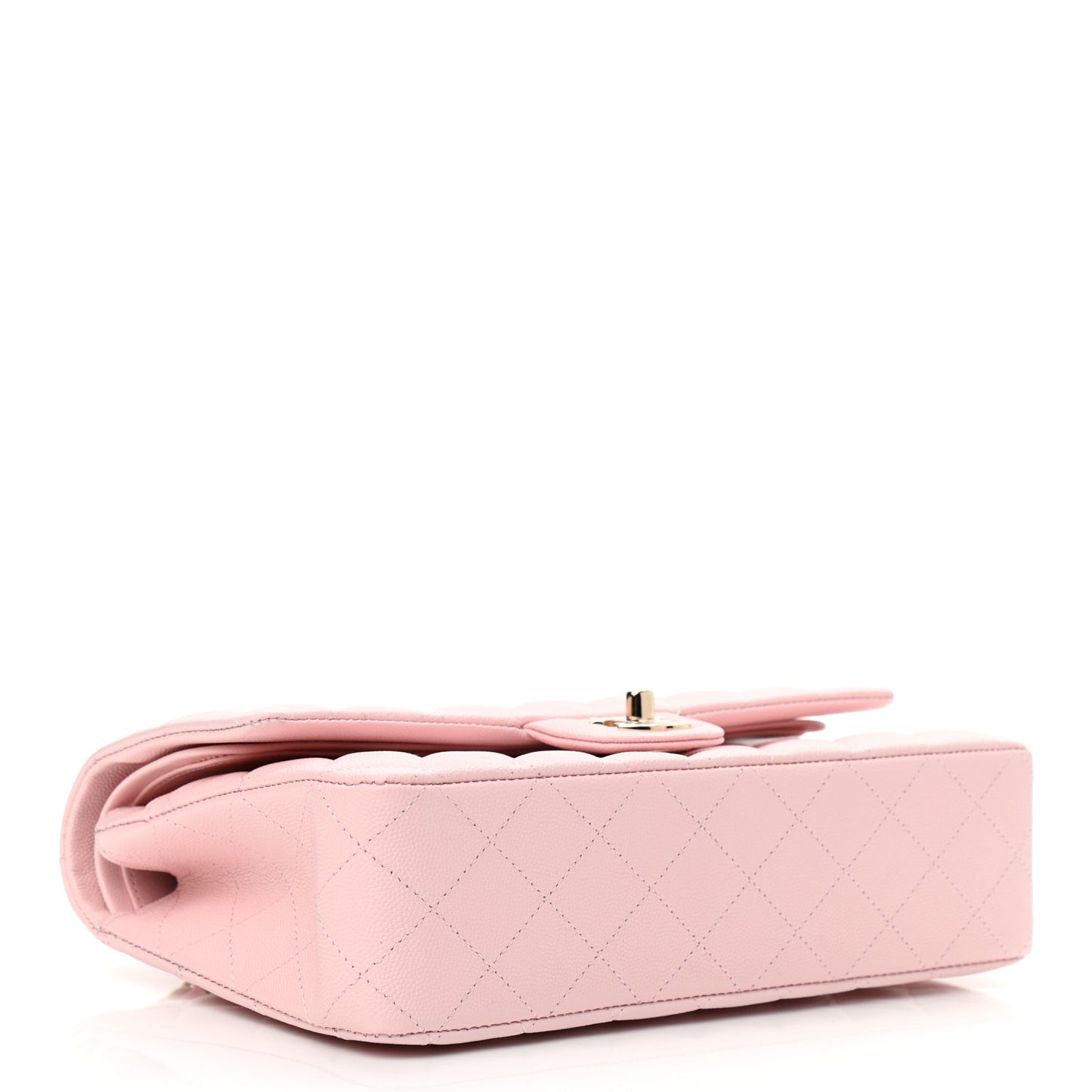 Caviar Quilted Medium Double Flap Light Pink
