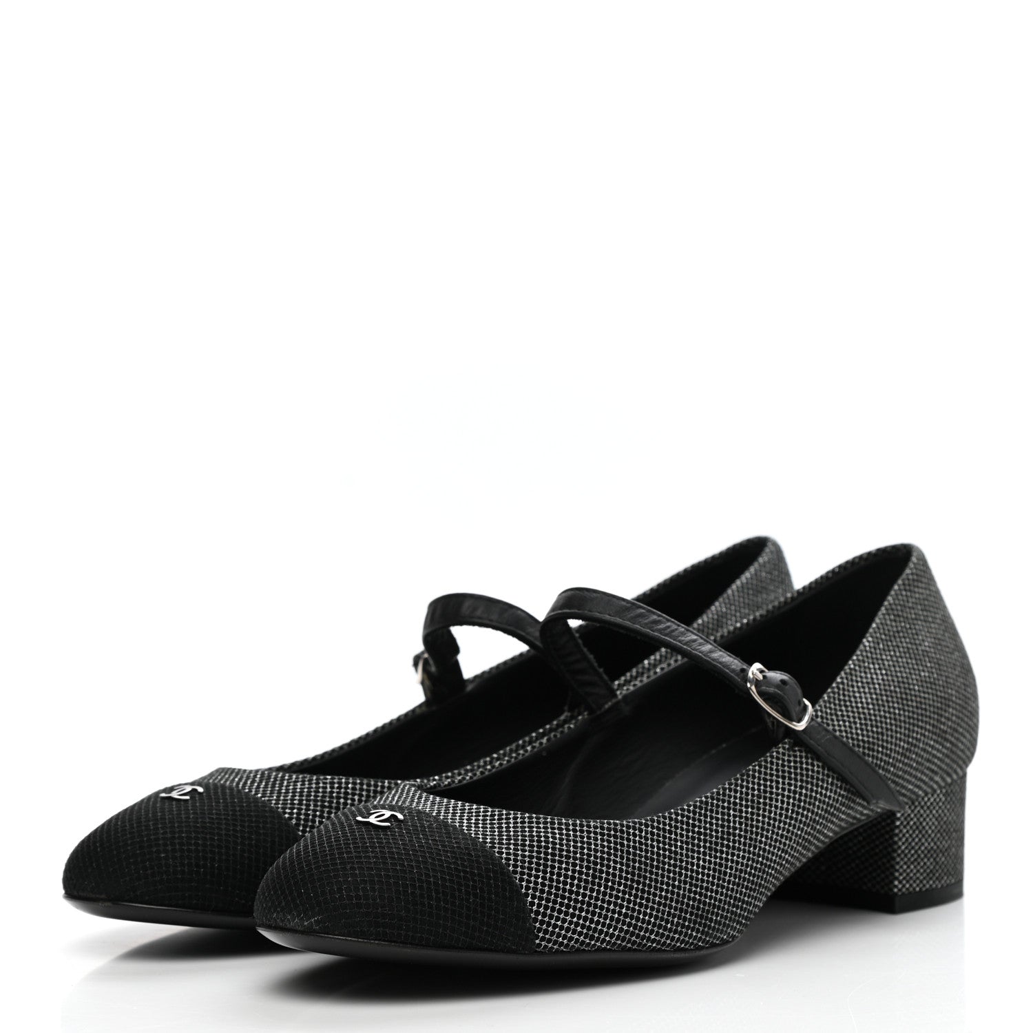 Chanel Grosgrain Cap Toe CC Pumps 40 Black 3 of 12