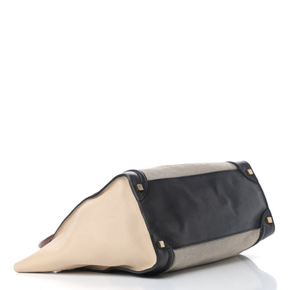 Celine Calfskin Linen Tri-Color Luggage Beige 3 of 10