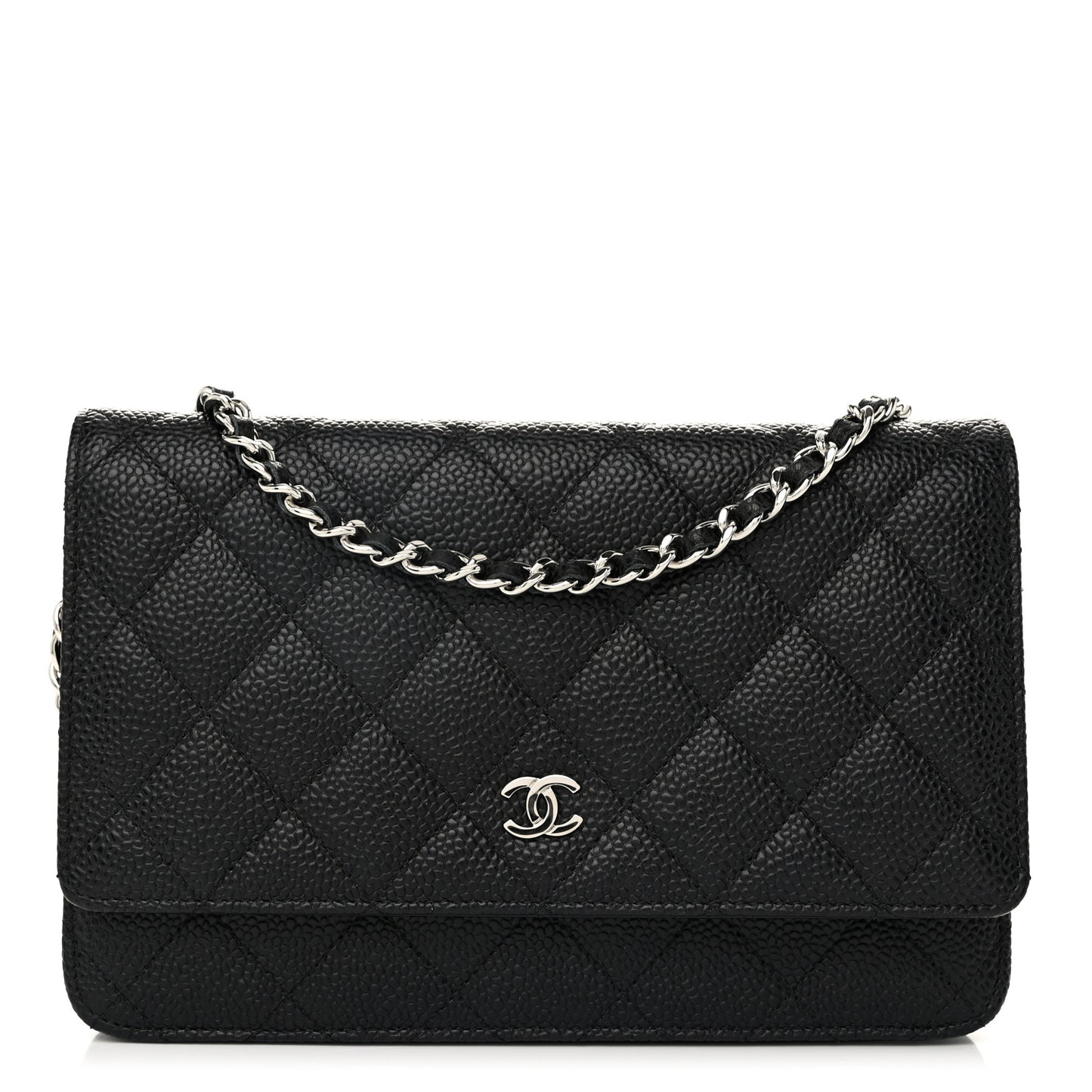 Caviar Quilted Wallet on Chain WOC Black