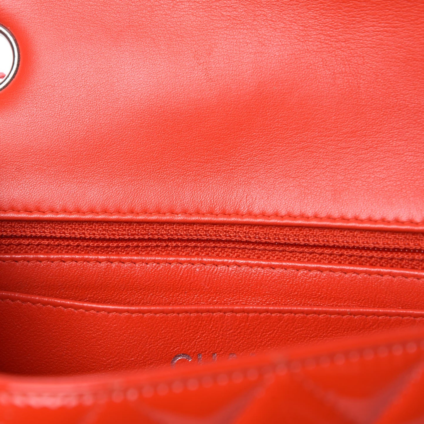 Patent Calfskin Quilted Mini Rectangular Flap Red