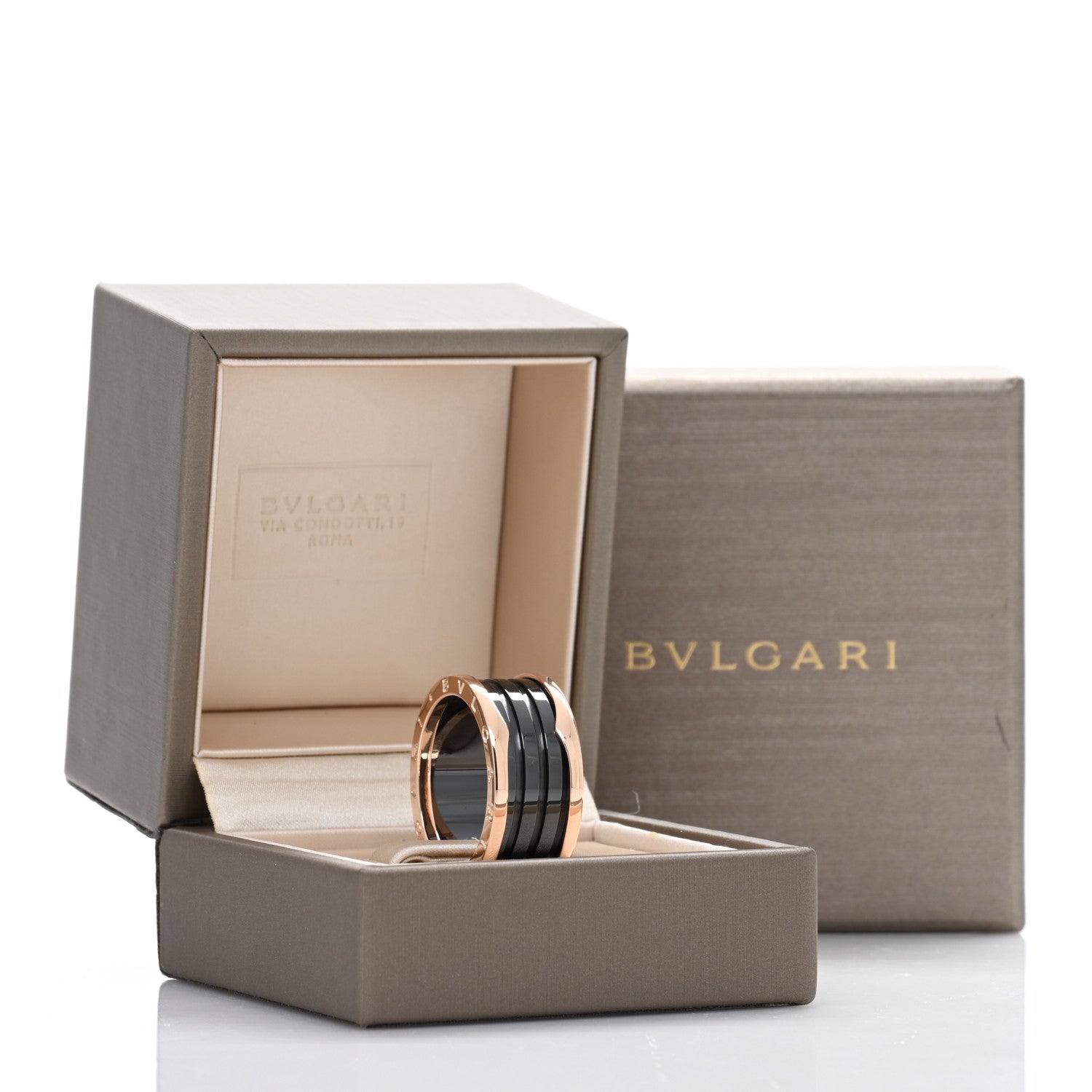 Bulgari 18K Rose Gold Black Ceramic B.Zero1 Four-Band Ring 67 11.5 5 of 5