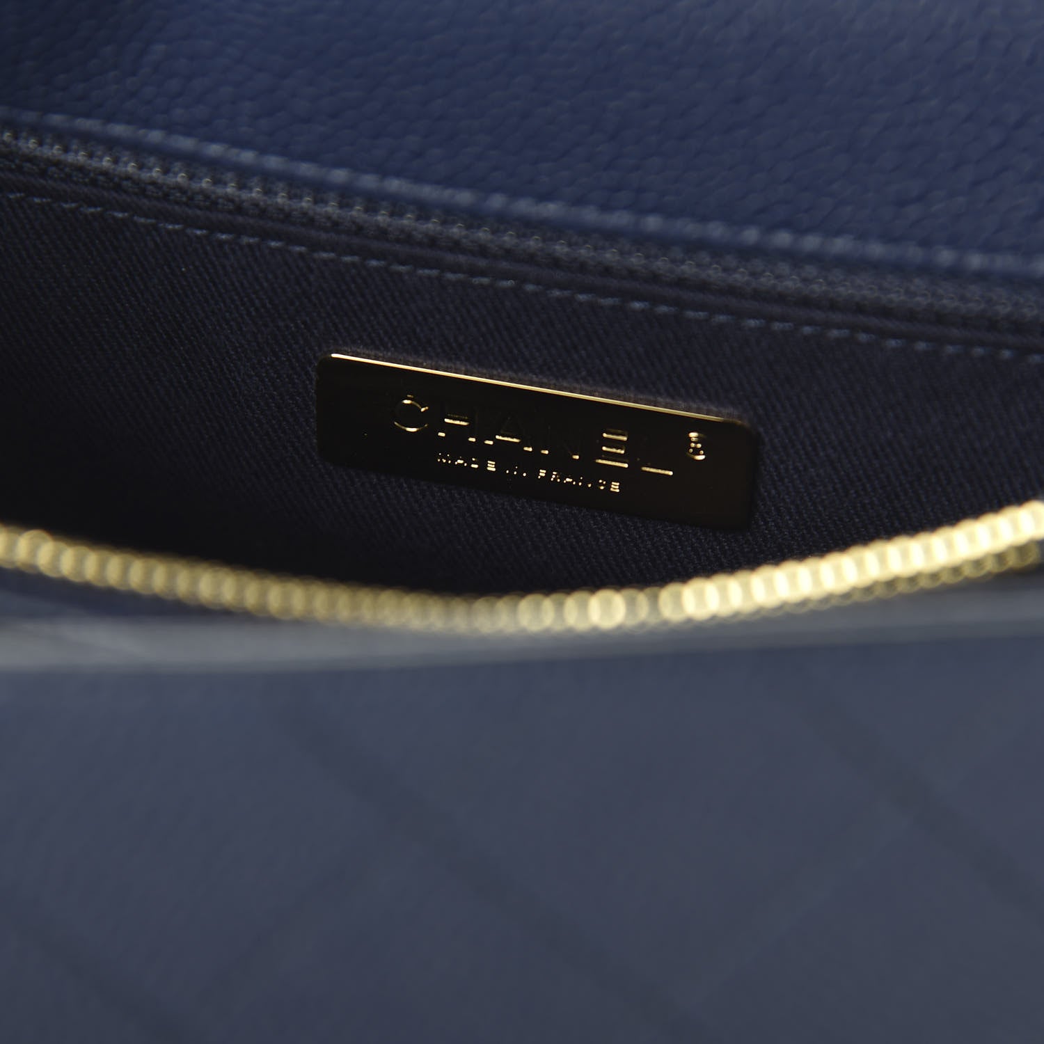 Chanel Grained Calfskin Stitched Flap Navy Blue 9 of 12
